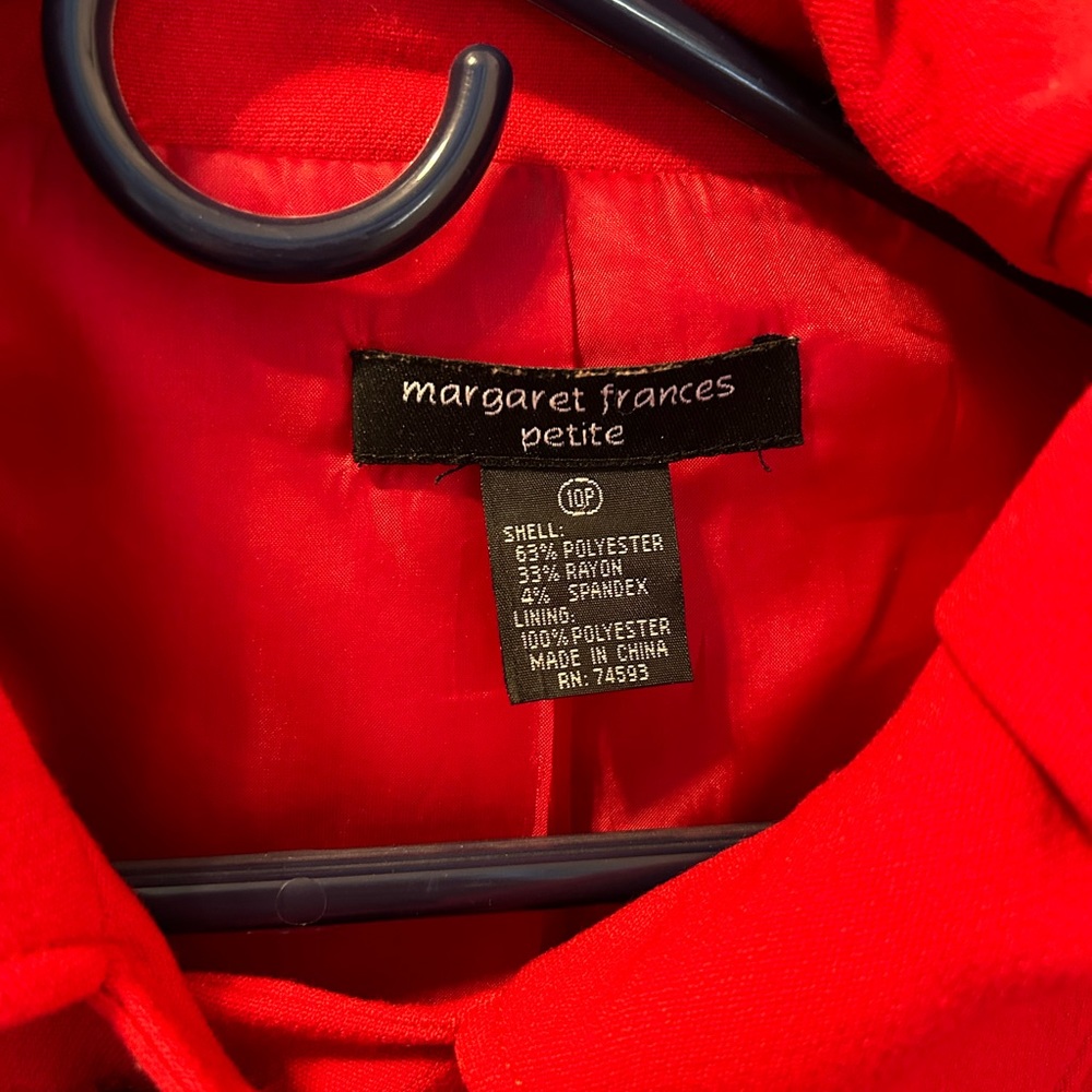 Margaret Frances Petite Brand Red Jacket With Black Buttons Size 10 - Picture 6 of 6